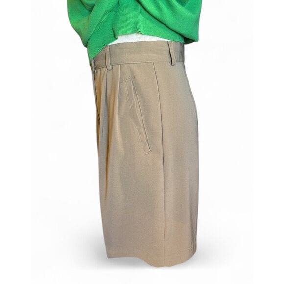 Top Flite by Spalding Long Pleated Golf Trouser Shorts Size 27 Cool Taupe Preppy - Picture 2 of 10